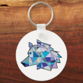 Originele Wolf Head grafische kunst | Profiel Wolf Sleutelhanger (Voorkant)