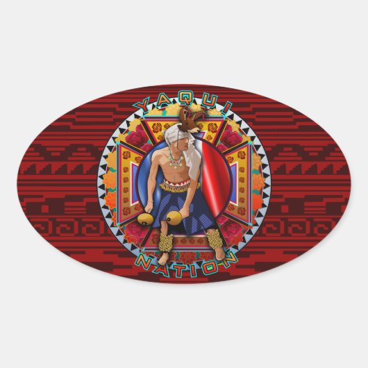 Originele Yaqui Nation Deer Dancer Ovale Sticker (Voorkant)