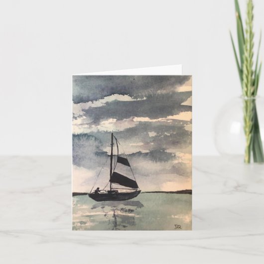 Originele zeilboot Art op blanco kaart (Voorkant)