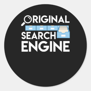 Originele zoekmachine ontwerp bibliothecaris ronde sticker