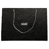 Originele zwart lederen design geschenktas groot cadeauzakje (Voorkant)