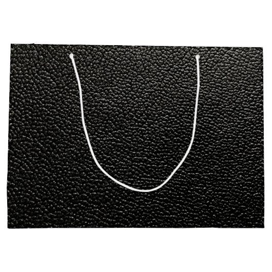 Originele zwart lederen design geschenktas groot cadeauzakje (Achterkant)