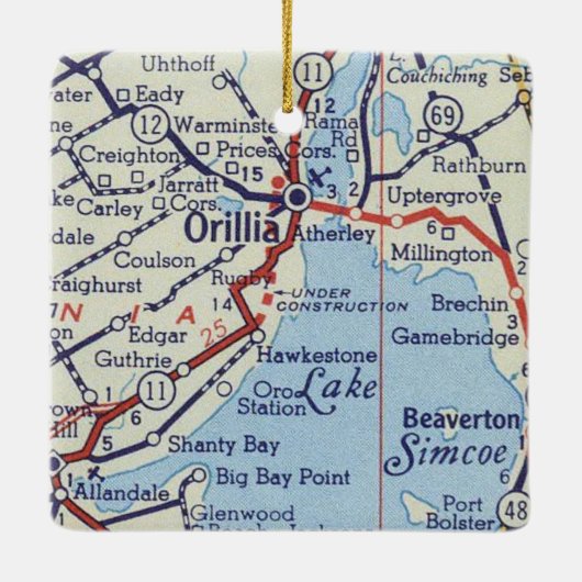 Orillia ON  Map Keramisch Ornament (Achterkant)
