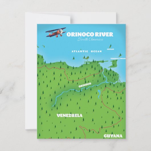 Orinoco Rivier Zuid-Amerikaanse Kaart (Voorkant)