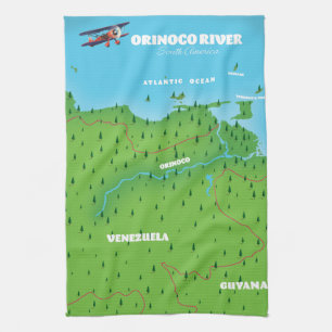 Orinoco Rivier Zuid-Amerikaanse Kaart Theedoek