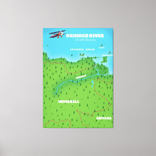 Orinoco South American Map Canvas Afdruk