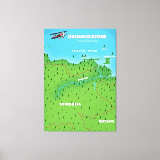 Orinoco South American Map Canvas Afdruk (Voorkant)