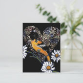 Oriole Bird Daisy Flower Natuur Art Briefkaart (Staand voorkant)