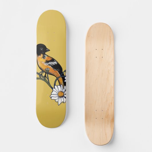 Oriole Bird Daisy Flower Natuur Art Persoonlijk Skateboard (Voorkant)
