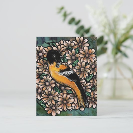 Oriole Bird design waterverf Briefkaart (Staand voorkant)