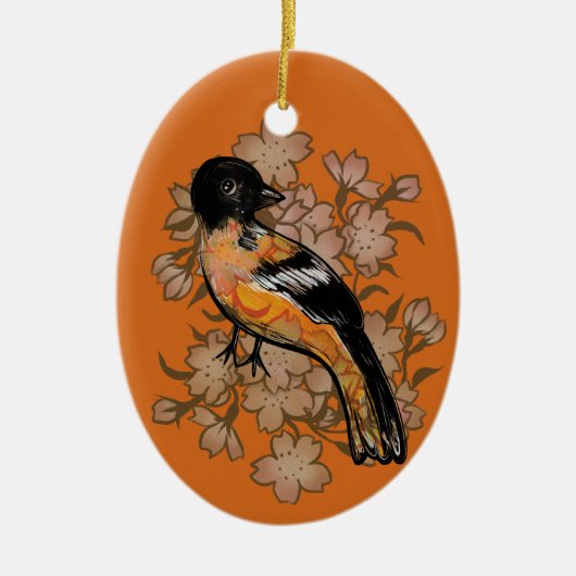 Oriole Bird Watcher Natuur Art Keramisch Ornament (Voorkant)