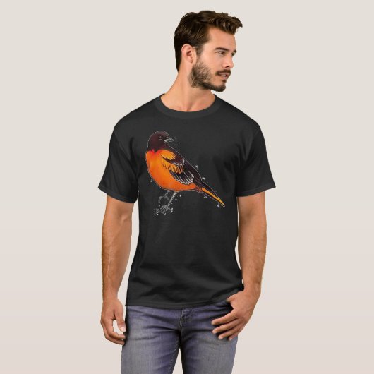 Oriole Oranje vogel T-shirt (Voorkant volledig)