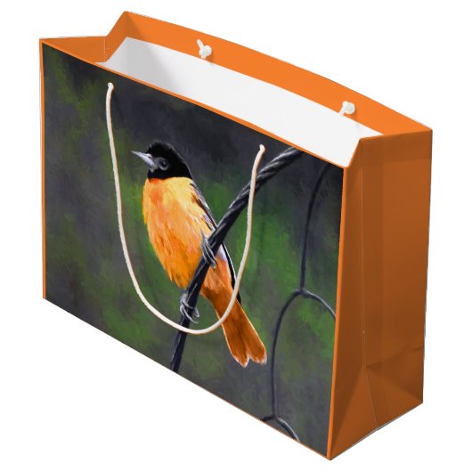 Oriole Painting - Oorspronkelijke vogelkunst Groot Cadeauzakje (Achterkant Gekanteld)