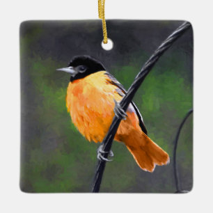 Oriole Painting - Oorspronkelijke vogelkunst Keramisch Ornament