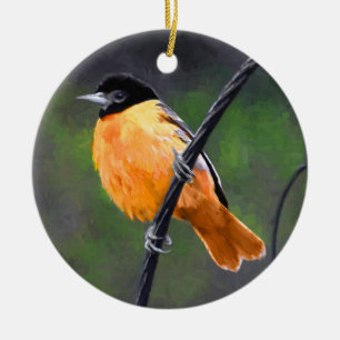 Oriole Painting - Oorspronkelijke vogelkunst Keramisch Ornament