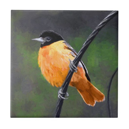 Oriole Painting - Oorspronkelijke vogelkunst Tegeltje (Voorkant)