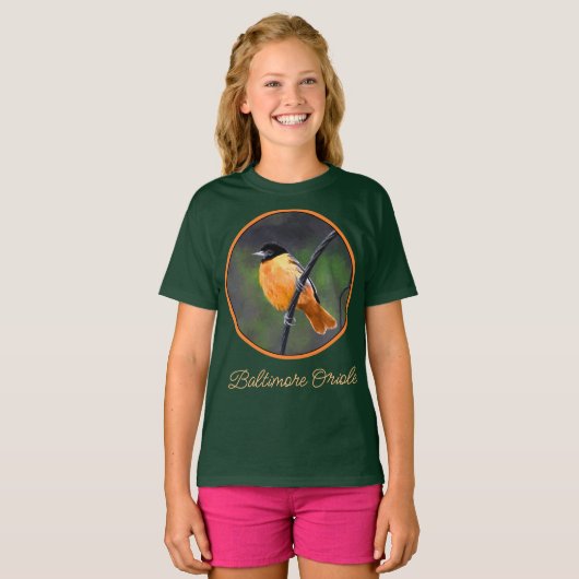 Oriole Painting - Original Bird Art T-Shirt (Voorkant volledig)