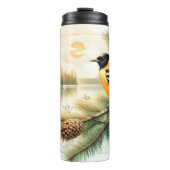 Oriole Songbird Evening Waterverf Thermal Tumbler Thermosbeker (Voorkant)