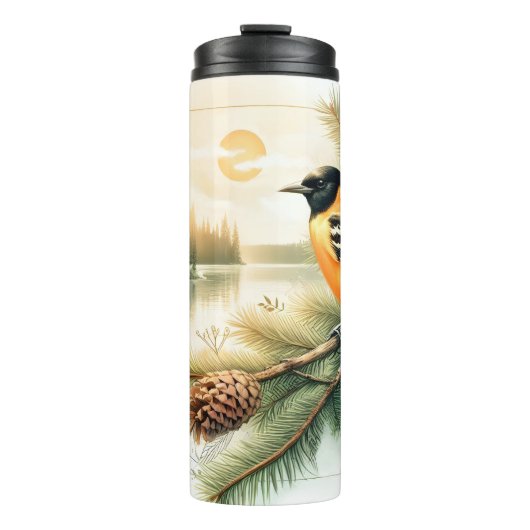 Oriole Songbird Evening Waterverf Thermal Tumbler Thermosbeker (Voorkant)