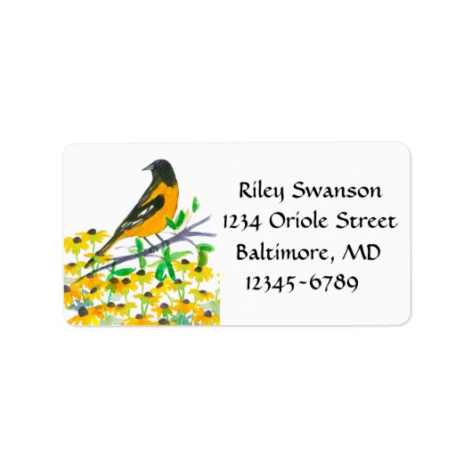 Oriole Waterverf Vogel Retouradres Etiket (Voorkant)