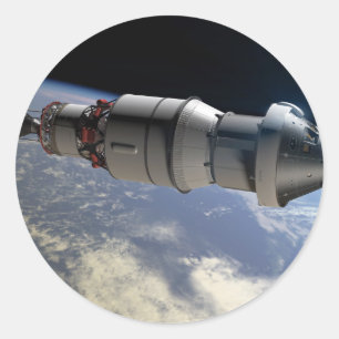 Orion capsule en Delta IV bovenstadium in baan Ronde Sticker