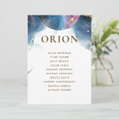 Orion Celestial Seating Plan Card met gastnamen (Staand voorkant)