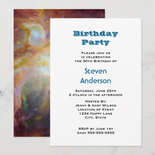 Orion Nebula Birthday Party Kaart (Voorkant / Achterkant)