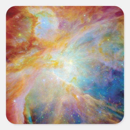 Orion Nebula Hubble Spitzer Telescope Space Vierkante Sticker (Voorkant)