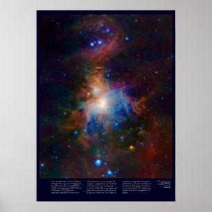 Orion Nebula met gloeiende sterren, gas en sterren Poster