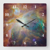 Orion Nebula met witte cijfers Vierkante Klok (Voorkant)