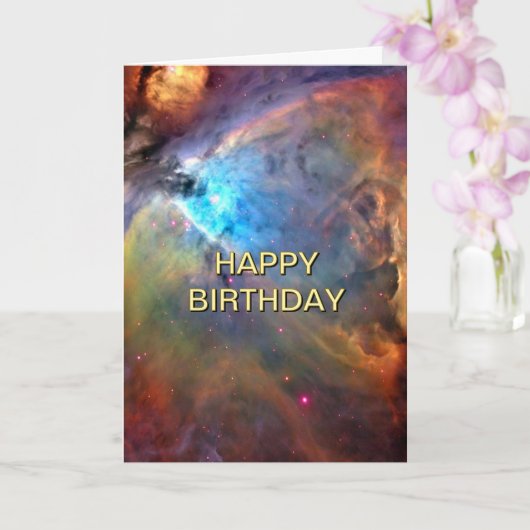 Orion Nebula Out of This World Space Birthday 5x7 Kaart (Orchidee)