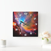 Orion Nebula Space Galaxy hoog contrast Nummers Vierkante Klok (Huis)