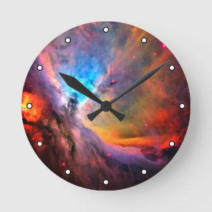 Orion Nebula Space Galaxy Stippen met hoog contras Ronde Klok