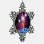 Orion Stars Galaxy over bergruimte Tin Sneeuwvlok Ornament (Links)