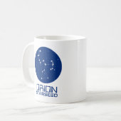 Orion Sterrenzaad Mok – Blauw & Wit Kosmisch Ontwe (Voorkant links)