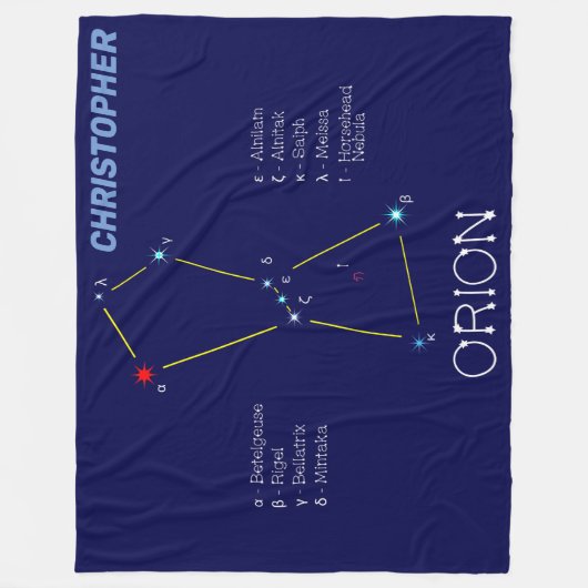 Orion van het noordelijk halfrond fleece deken (Voorkant)