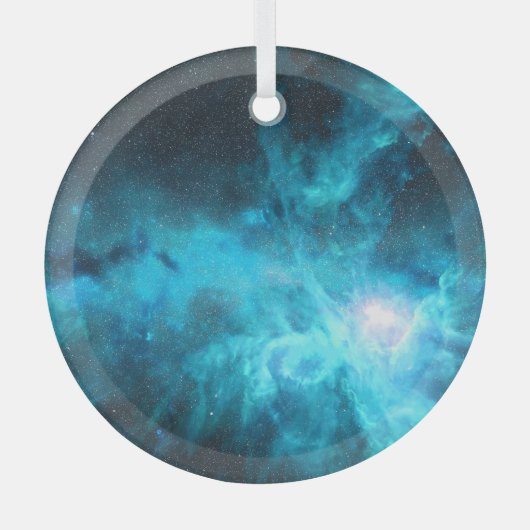Orionnevel, blauw licht, astronomie. glas ornament (Voorkant)