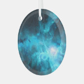 Orionnevel, blauw licht, astronomie. glas ornament (Voorkant links)