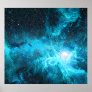 Orionnevel, blauw licht, astronomie. poster