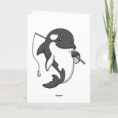 Orka als visser met hengel kaart (Achterkant)