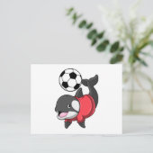 Orka als voetballer met voetbal briefkaart (Staand voorkant)