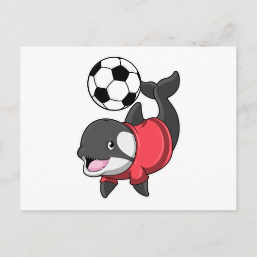 Orka als voetballer met voetbal briefkaart (Voorkant)