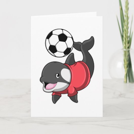 Orka als voetballer met voetbal kaart (Voorkant)
