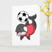 Orka als voetballer met voetbal kaart (Gele Bloem)