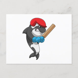 Orka bij Cricket met cricketbat Briefkaart