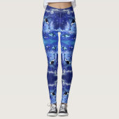 Orka Blauwe Volle Maan Spiegel Leggings (Voorkant)