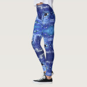Orka Blauwe Volle Maan Spiegel Leggings (Links)