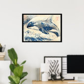 Orka breuk kanagawa stijl poster (Thuiskantoor)