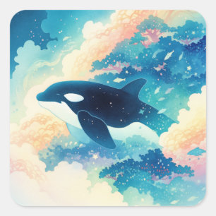 Orka die danst in de golven vierkante sticker