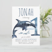 Orka eerste verjaardag uitnodiging (Staand voorkant)